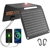 [Upgraded] FlexSolar 20W Portable Solar Panel, High Efficiency ETFE Foldable Panels with 5V USB A/USB C Ports, IP67 Waterproof Power Emergency Solar Charger for Phone Power Bank Camping Backpacking