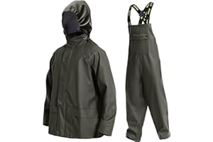 NAVIS MARINE Men's Workwear PRO Rain Suit - Waterproof Jacket and Bib Pants 3-piece Set for Ultimate Safety and Comfort