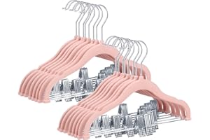 Stormix Baby Hangers - 14 Pack Non-Slip Clothes Hangers with Clips, Heavy-Duty for Kids' Shirts, Pants, Skirts, Dresses, Jackets, Coats (Pink)