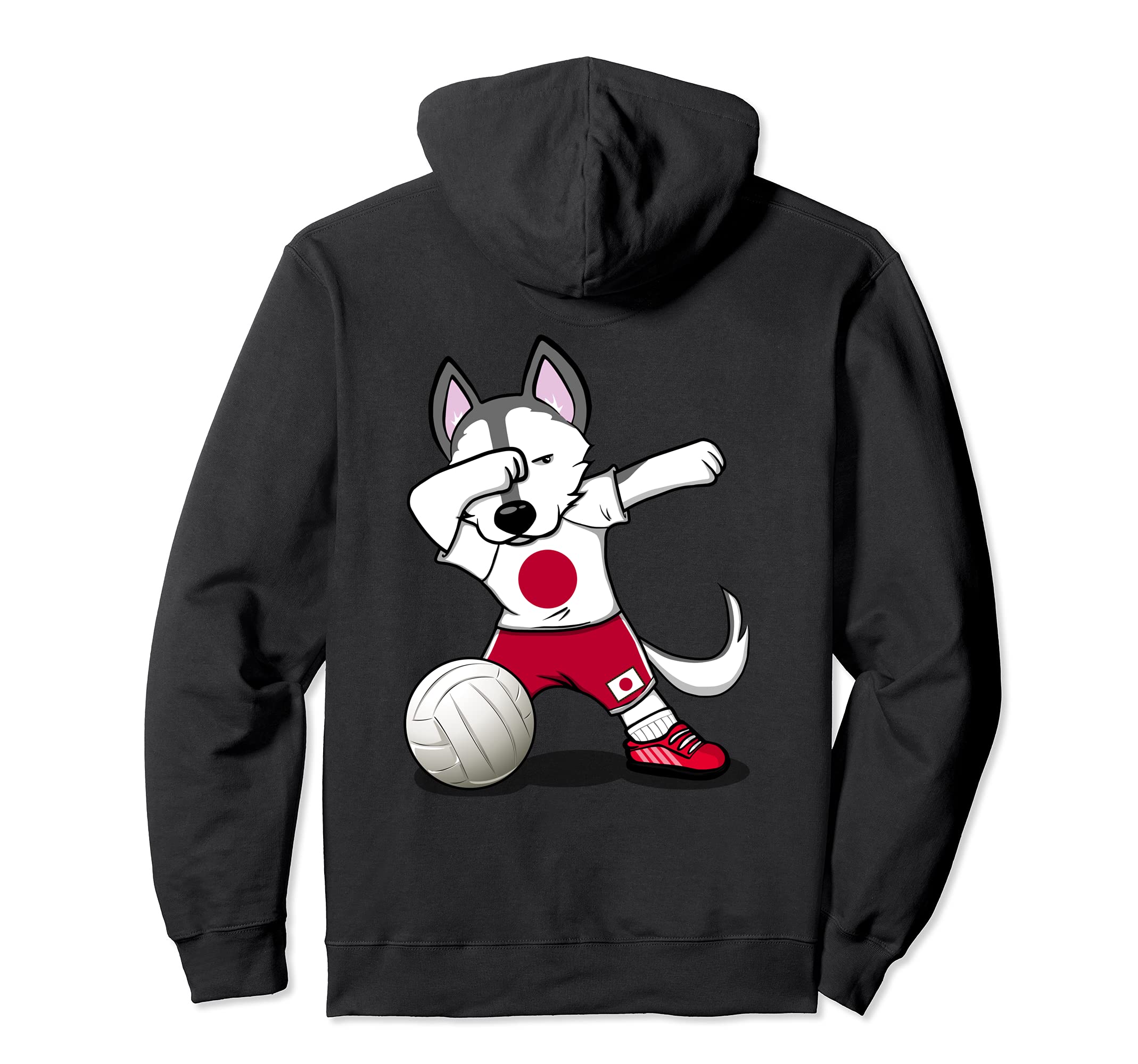 Dabbing Husky Japan Volleyball Fans Jersey - Japanese Flag Pullover Hoodie