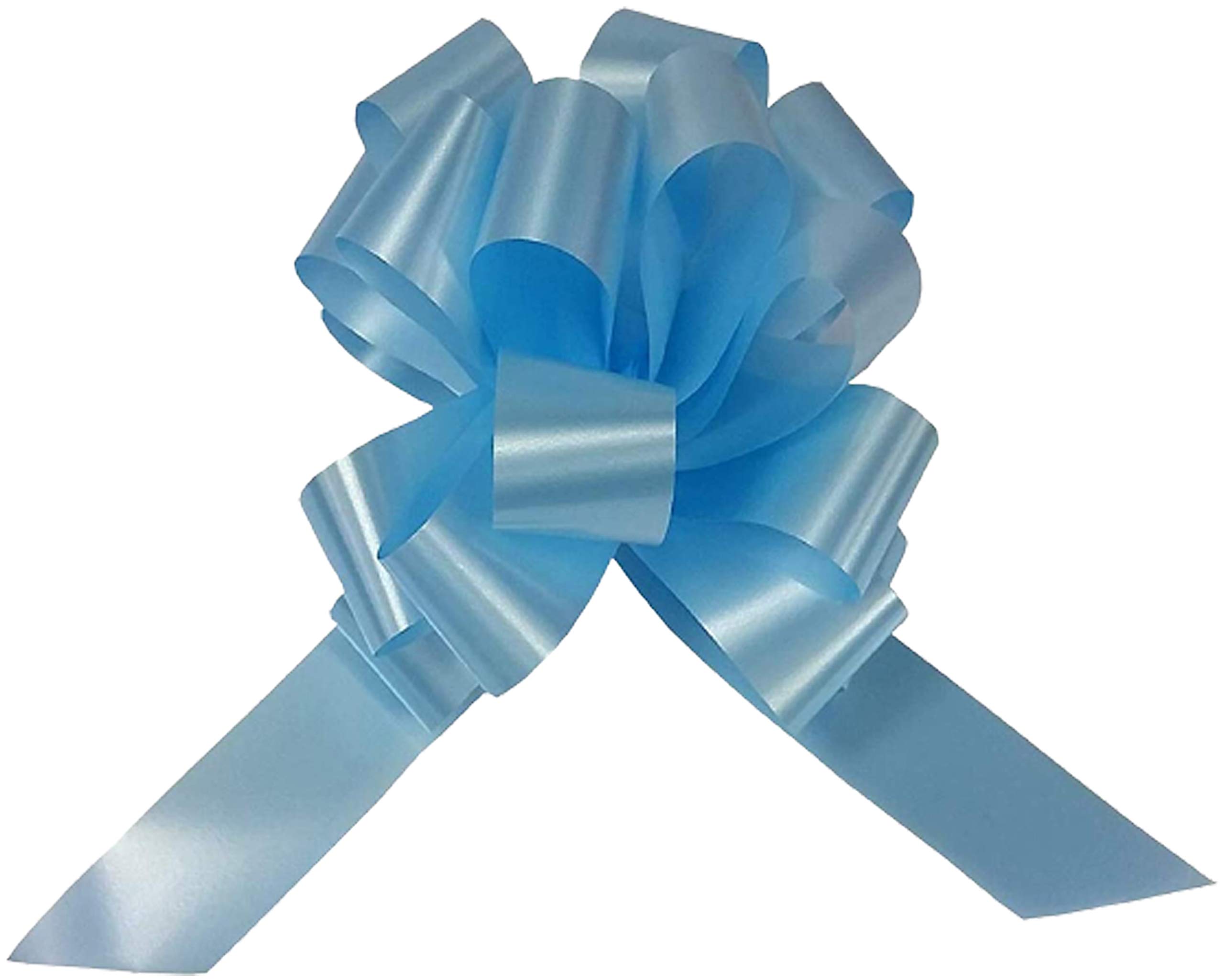 Bolis Decorative Bows Ideal for Weddings, Christenings, Holy Communions, White Ribbon Width 3 cm, Package Includes: 50 Pieces Sky Blue