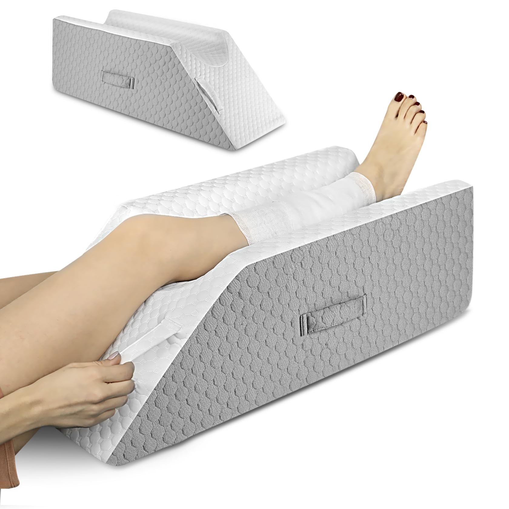 Forias Leg Elevation Pillows for After Surgery, Injuries or Rest, Memory Foam Leg Pillows for Sleeping Leg Elevating Pillow Wedge Pillow for Sciatica Back Knee Hip Ankles Pain Relief
