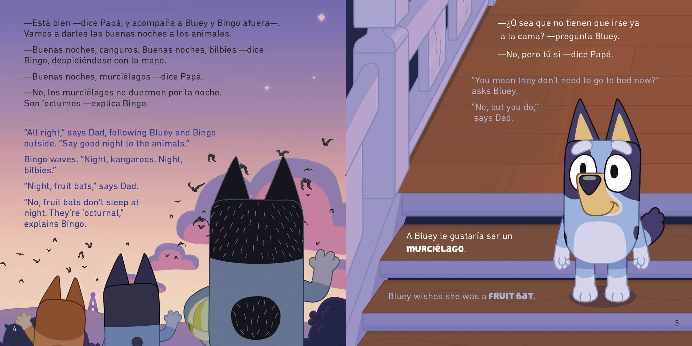 Bluey: Good Night, Fruit Bat/Buenas noches, murciélago: Un libro bilingüe