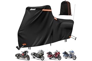 SRIMMIT Harley Motorcycle Cover with Nano Material，Heavy Duty Harley Davidson Motorcycle/Bike Covers Waterproof Outdoor Storage,Moped Cover for Touring Models Road King Street Glide Road Glide (Side Box)