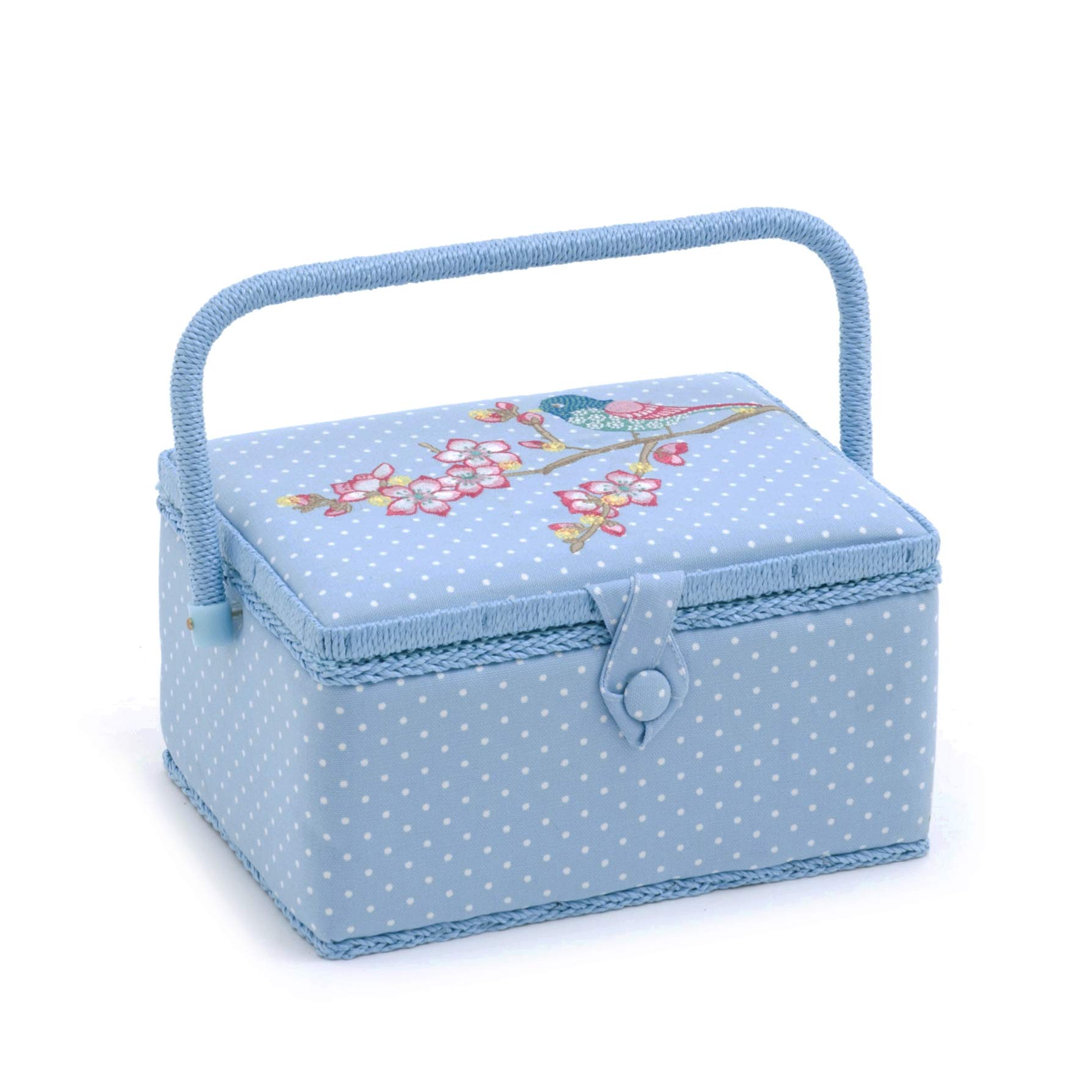 Hobby Gift Sewing Box, Wood/Fabric, Embroidered Tweet, Medium