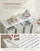 VASAGLE 4-Compartment Laundry Hamper with Shelf 160 L Cream White BLH401W01 view 4
