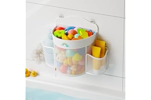 Austion Hanging Bath Toy Storage - Large Opening Quick Dry Mesh Bath Toy Holder with 2 Side Pockets and Bottom Zipper, Space-