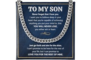 FG Family Gift Mall To My Son From Mom, Son Gifts From Mom and Dad, Mother and Son Necklace, Birthday Gift For My Son Graduation Christmas Cuban Link Chain Necklace Present