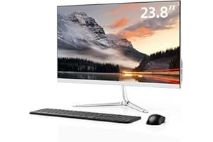 PONKLOIE All-in-One Desktop Computer PC for Home and School, 23.8" FHD Display, Celeron N5095 Processor, 16GB RAM, 512GB SSD, HDMI, BT, Mouse & Keyboard, Windows 11