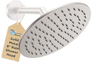HammerHead Showers® ALL METAL 8 Inch Rainfall Shower Head – BRUSHED NICKEL - Shower Head Rainfall - 2.5 GPM High Flow Shower Head Optimized for Pressure – Large Round Rain Shower Heads