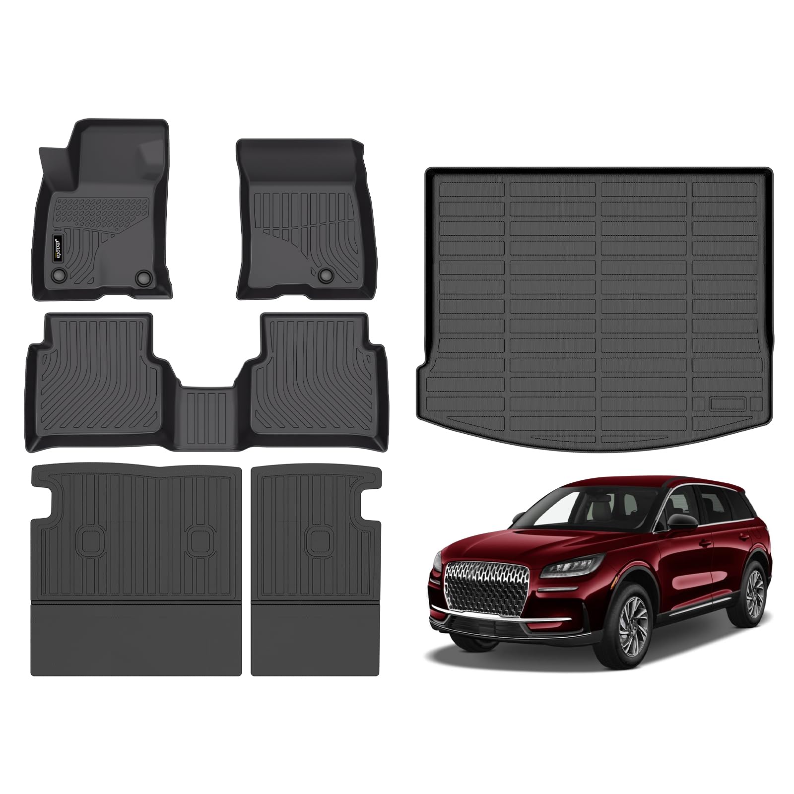 Jenofa-Car Floor Mats for Lincoln Corsair 2020-2026(No PHEV) All Weather Mats Full Set Waterproof Durable Floor Liners Custom fit Corsair Accessories Black (Floor Mats & Cargo Liner) Image Jenofa-Car Floor Mats for Lincoln Corsair 2020-2026(No PHEV) All Weather Mats Full Set Waterproof Durable Floor Liners Custom fit Corsair Accessories Black (Floor Mats & Cargo Liner) Image