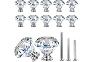 GoodtoU 12p Crystal Drawer Knobs 30mm Diamond Pulls for Dresser & Drawers, Kitchen, Bathroom Cabinet
