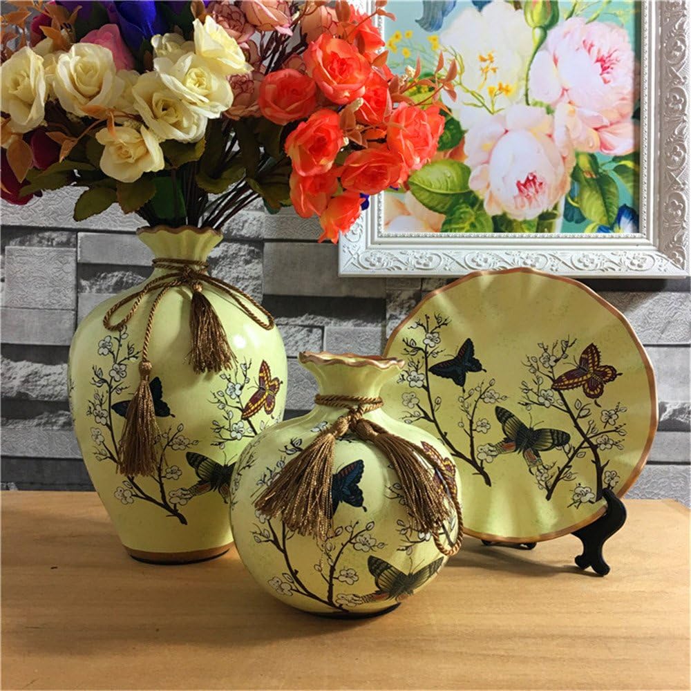 Set Of 3 Ceramic Vase Stand Modern Handicraft Hand-Painted Desktop Tabletop Count Ornaments Home Decor For Centerpieces Christmas Thanksgiving Day Birthday Wedding Party Gift