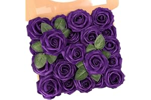 N&T NIETING Artificial Flowers, Fake Flowers Roses Perfect for DIY Wedding Bridal Bouquets Centerpieces Bridal Shower Party Home Flower Arrangement Halloween Flowers Decorations, 25Pcs, Dusty Purple