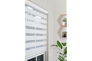 Pinecrest Home Goods Custom-Cut Size Zebra Blinds for Sliding Glass Door Light Filtering & Room Darkening Shades (White Color) (Height 78 inch) (Width 35 inch)