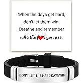 BlingNook Dont Let The Hard Days Win Bracelet For Women Man, With Gift Card Wrap Motivational Tube Stainless Steel Adjustable Buckle Hypoallergenic Inspirational To My Daughter Best Friend Jewelry