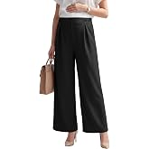 BLENCOT Maternity Pants Work Waffle Knit Wide Leg Pregnancy Trousers | Fall Maternity Outfits Elastic High Wiasted Business Casual Pants with Side Buttons for Pregnancy Office &amp; Daily Casual Wear