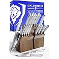 DALSTRONG Gladiator Series Elite-18pc Stainless Steel Knife Set with Block-High Carbon German Steel-Acacia Wood Block-Gift Knife Set w/White Handles-NSF Certified