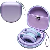 Kids Headphones Case Compatible with iClever BTH12 / HS19 / BTH26 / JoySpark-T5 / Candy Bila BH03 / EarFun/IMYB/MIDOLA MD-B01 / noot Products Foldable Kids Headphones, Purple+Green Edge (Case Only)