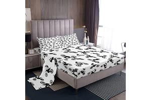 Feelyou Motocross Rider Bed Sheets for Kids Boys Children Extreme Sports Motorcycle Bed Sheets Set Dirt Bike Motorbike Sheet 