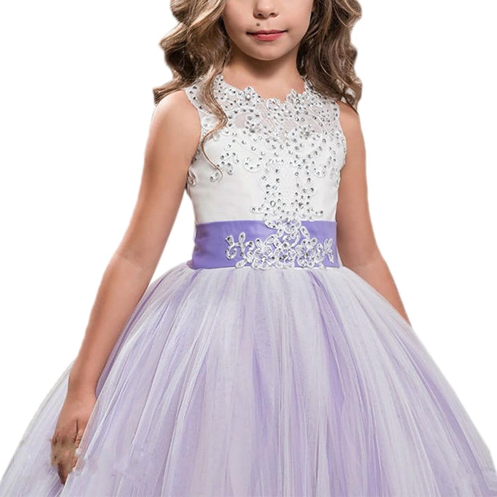 princess lilac long girls pageant dresses kids prom puffy tulle ball gown