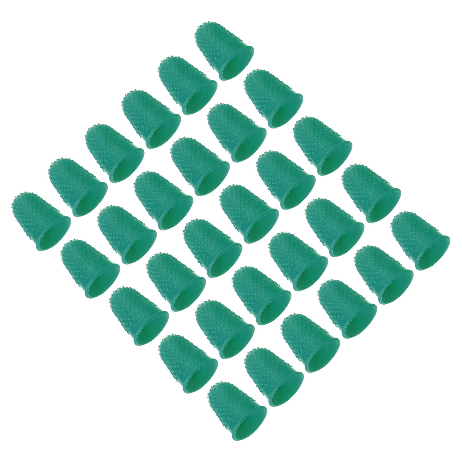 PATIKIL Rubber Finger Tips, 30 Pack Silicone Thumb Fingertip Protector Finger Cots Covers Guard Pads Thimble Grips for Office Counting Sewing, Green S Size