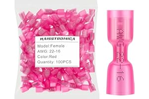 haisstronica 100pcs Red Heat Shrink Female Spade Connectors,22-16 Gauge Insulated Electrical Crimp Wire Terminals