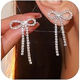 IUHOGE Bow Earrings Rhinestone Bow Earrings Bow Stud Earring Bow Dangle Drop Statement Earrings for Women