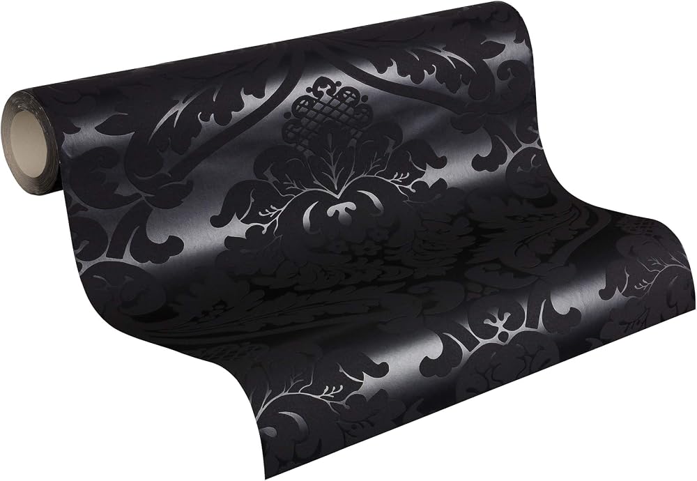 A.S. Création Livingwalls 552631 Black Vintage Baroque Flock Damask Wallpaper
