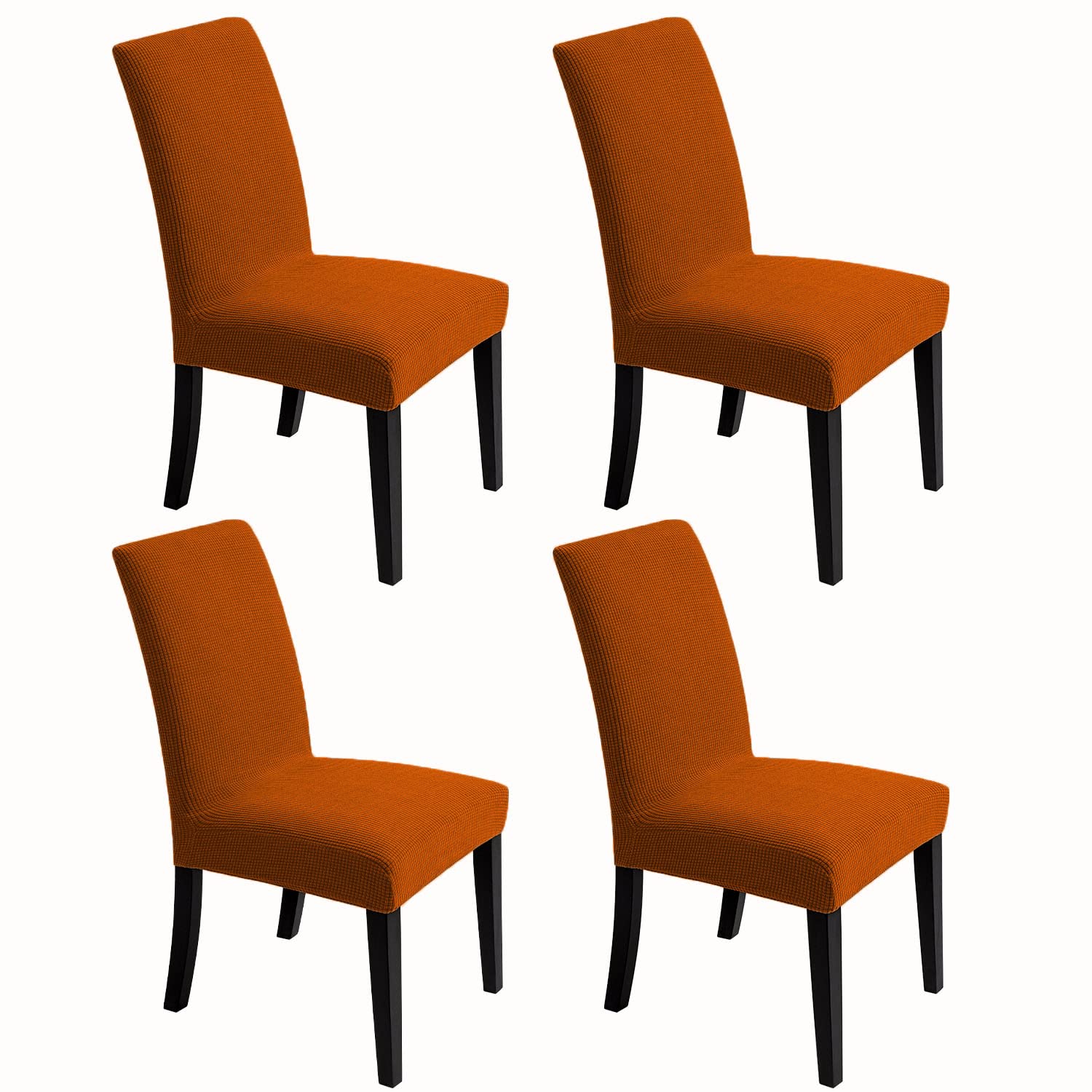Photo 1 of Chair Covers for Dining Room - Stretch Chair Slipcovers for Decorative Seat Protector Armless Removable Washable Elastic Dinner Universal Spandex Solid Chair Slip Covers Set(Autumn Orange 4)