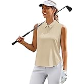 PINSPARK Women Golf Shirts Sleeveless UPF 50+ Tennis Polo V-Neck Quick Dry Athletic T Shirt 1/4 Zip Collar Workout Tank Top