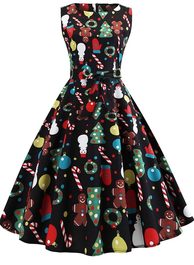 Christmas Dresses for Women Vintage Sleeveless Cocktail Dress Christmas