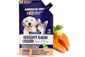 Miracle Vet High-Calorie Weight Gainer for Dogs & Cats - Multivitamin Nutritional Supplement Gel, Omega Fish Oil, Calcium - Puppy, Senior, Prenatal Cat & Dog Vitamins, Supplements for Weight Gain