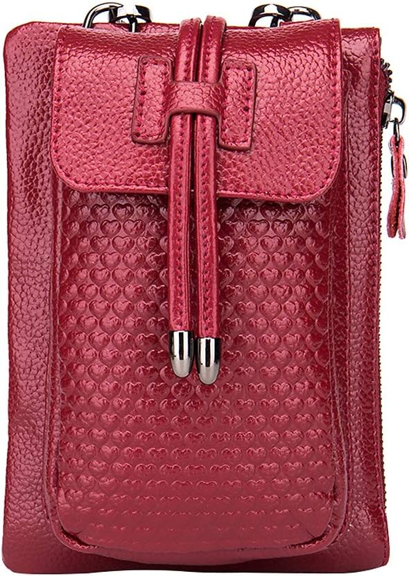 Women's Small Cellphone Purse Wallet Genuine Leather Crossbody Shoulder Pouch Bag