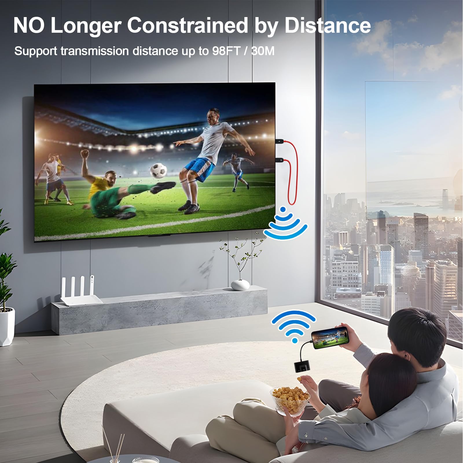 Wireless HDMI Transmitter and Receiver, Portable USB C to HDMI Wireless Sender Kit, Mirroring Small Screens to Big Screens, Supports Projecting YouTube/Netflix/Hulu and more Streaming, Plug and Play