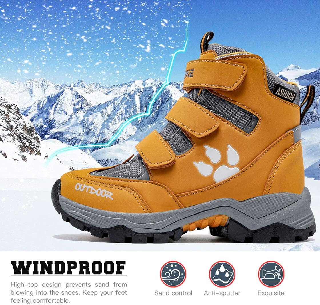  | Kid Snow Boots for Boys Snow Shoes Winter Boots for Girl Sneaker Hiking Boots Outdoor Steel Buckle Anti-Slip Boots(Toddler/Little Kid/Big Kid) | Snow Boots