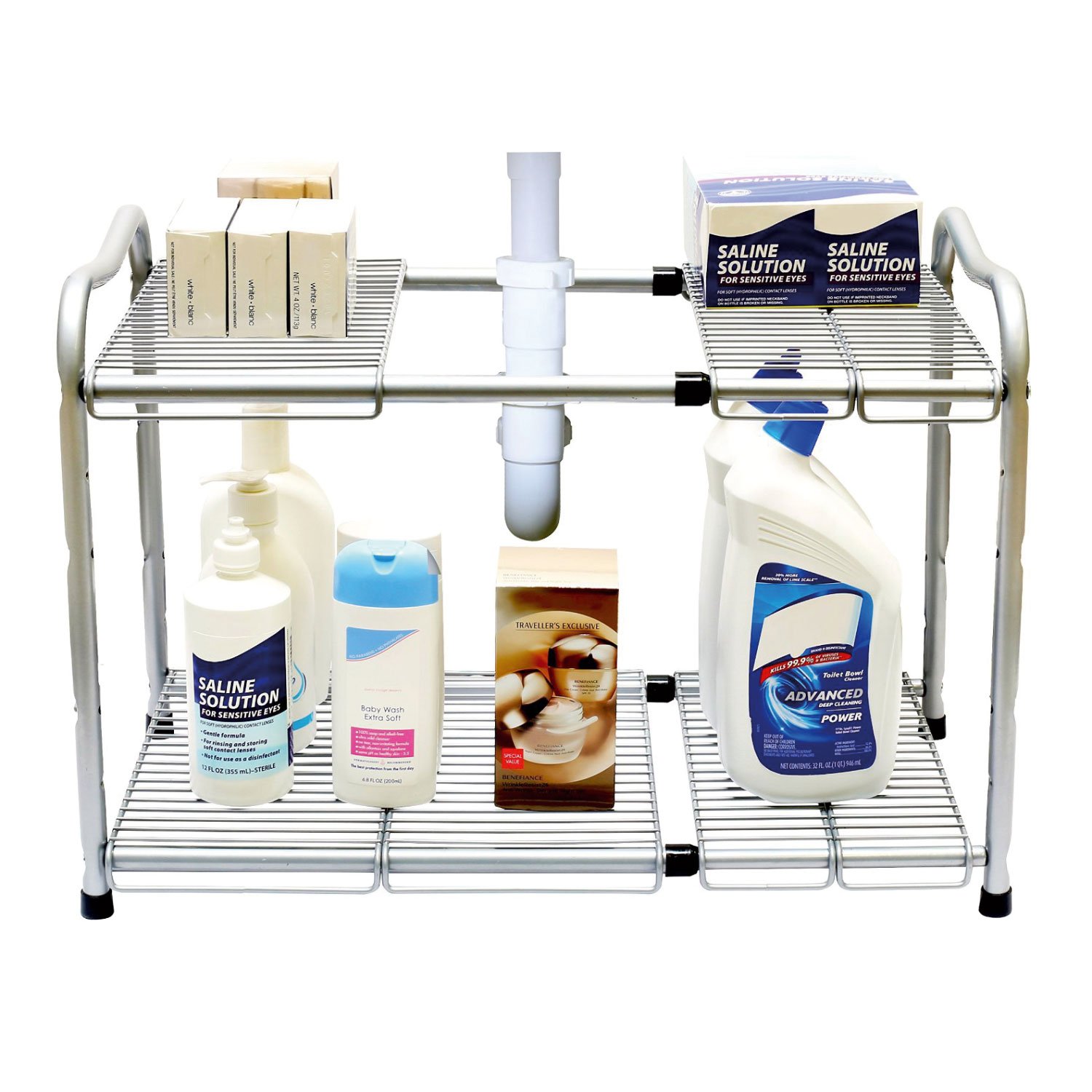 Taylor & Brown® 2 Tier Under Sink Storage Organiser Extendable Kitchen