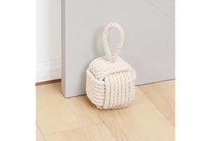 OPTISH Decorative Door Stoppers for Standard Interior Doors - Cute Rope Knot Design, Weighted Doorstop for Home & School, Beige
