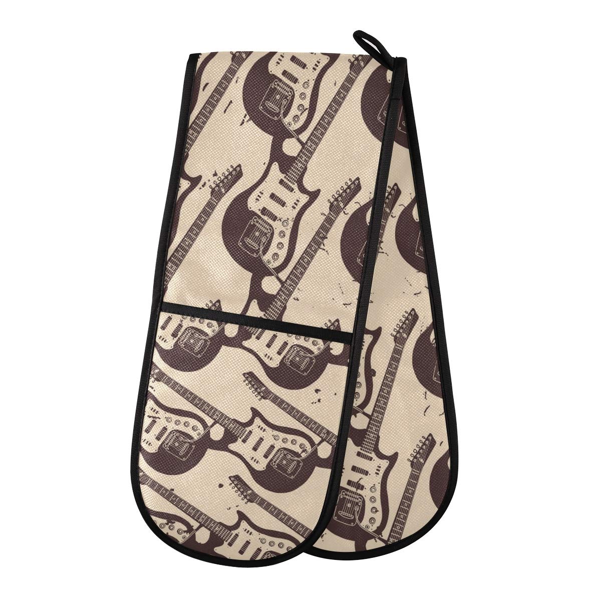 ZZXXB Guitar Double Oven Mitt Heat Resistant Non-Slip Kitchen Gloves Extra Long 7" x 35" for Cooking Baking Barbecue Grilling