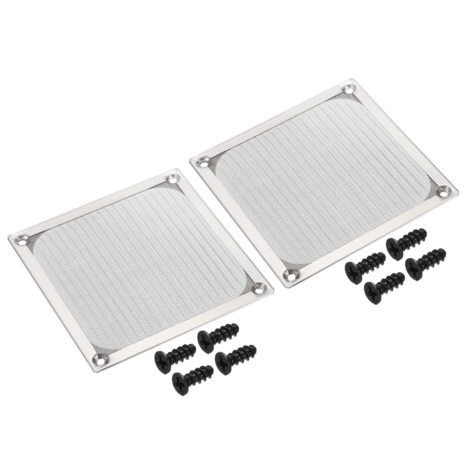 PATIKIL 120mm Fan Filter Grills with Screws, 2 Pack Aluminum Frame Stainless Steel Mesh Dustproof Cover for Computer Case, Silver