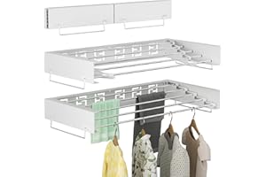 BQKOZFIN 80CM Wall Mounted Clothes Drying Rack, Stainless Steel Laundry Drying Rack Collapsible, Retractable Drying Rack for 