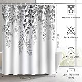 WELTRXE Grey Eucalyptus Shower Curtain 183x183 cm with 12 Hooks Polyester view 7
