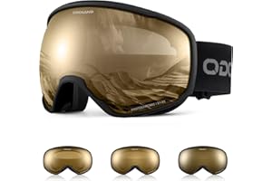 Odoland Photochromic Ski Goggles for Sunny and Cloudy Days, Anti-Fog OTG UV Protection Snowboard Goggles for Men Women Youth