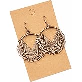 Antique Copper Filigree Hoop Dangle Earrings