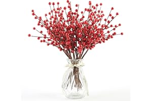 Joyhalo 12 Pack Berry Stems - 12.6'' Holly Berry Stems for Christmas Tree Filler Branches, Red Berries Christmas Decor, Picks, Artificial Cranberries Ornaments Crafts Holiday Home Decor