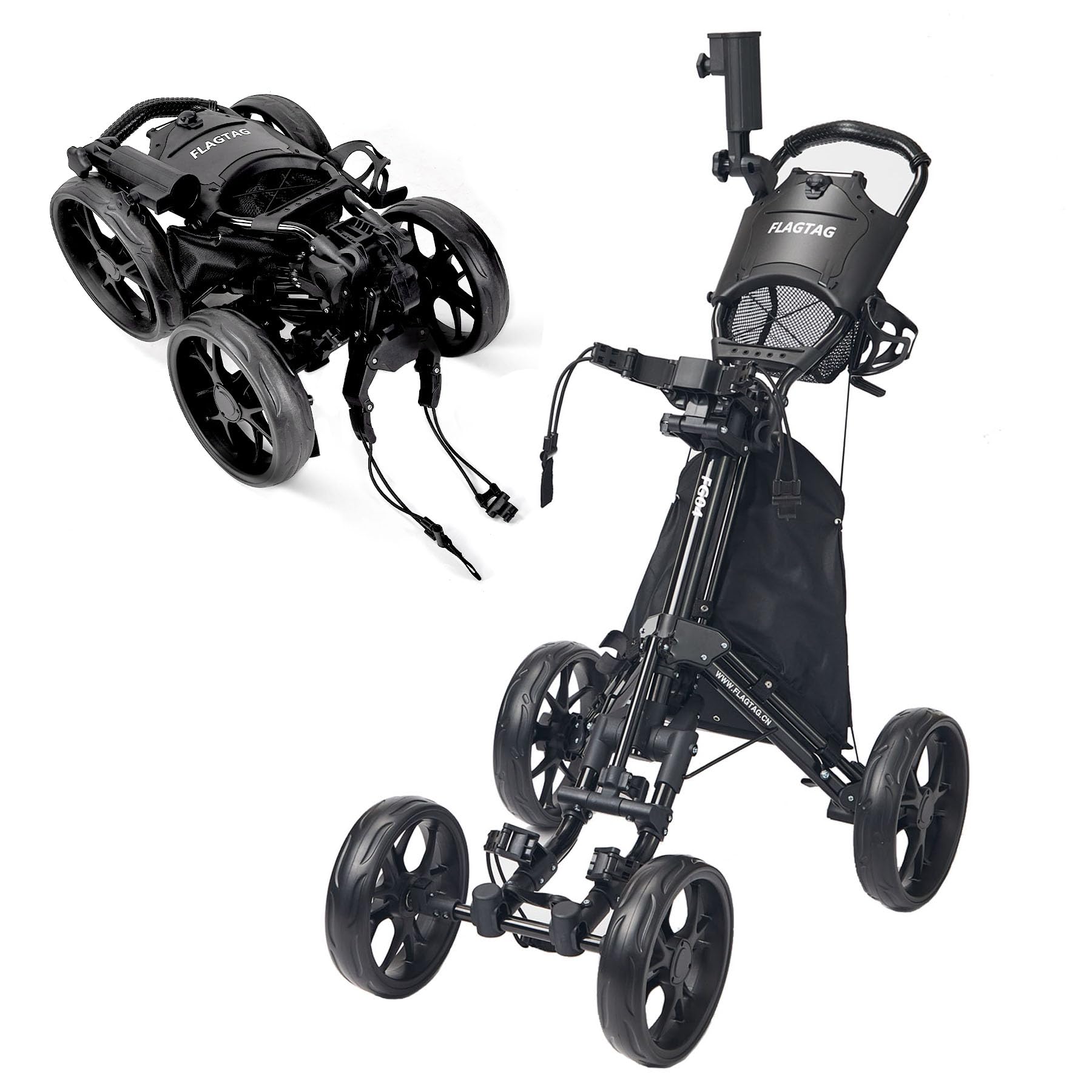FLAGTAG Golf Push Cart 4 Wheels,Folding Golf