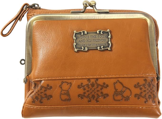 Amazon Joknet シンジカトウ ディズニーコラボ くまのプーさん がま口二つ折り財布 F キャメル シューズ バッグ
