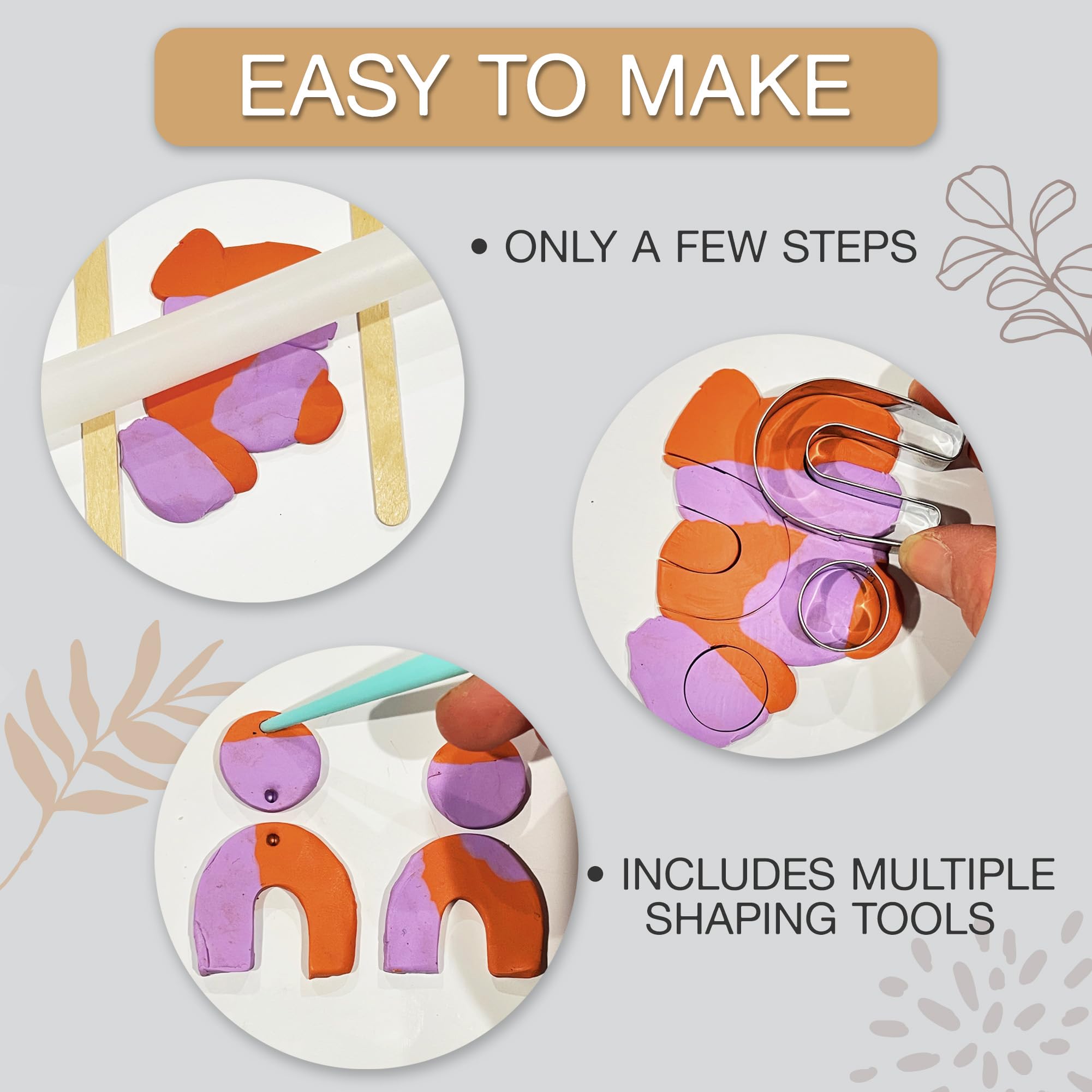 JOiFULi 132 Pc- Complete DIY Friendship Craft Set for Teens, Ages 12+ Aesthetic Polymer Clay Earring Jewelry Craft Making Set