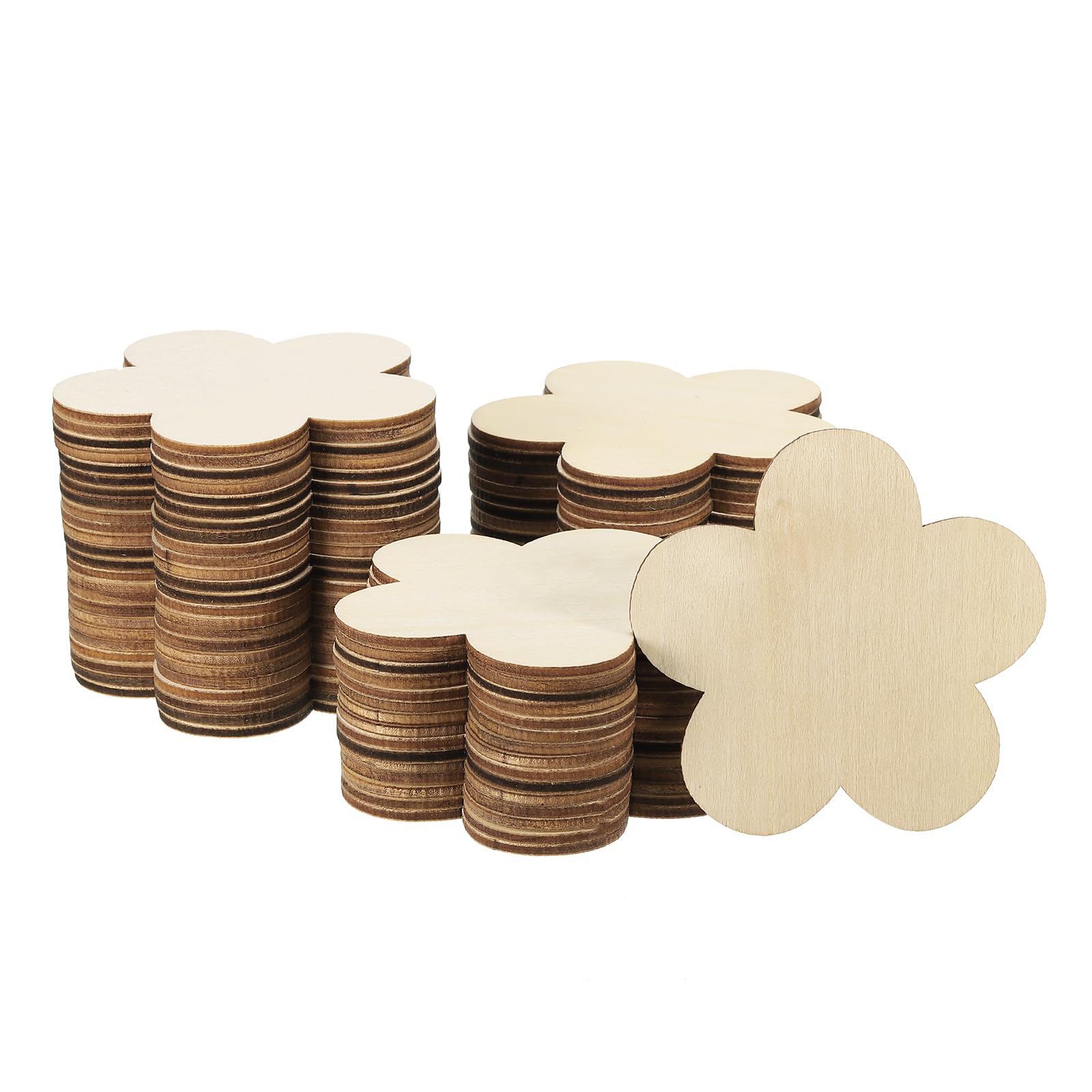 PATIKIL 80mm Wooden Flowers, 60 Pack Unfinished Wood Flowers Blank Wooden Cutouts Ornaments Natural Wood Pieces for Christmas Party Craft Projects