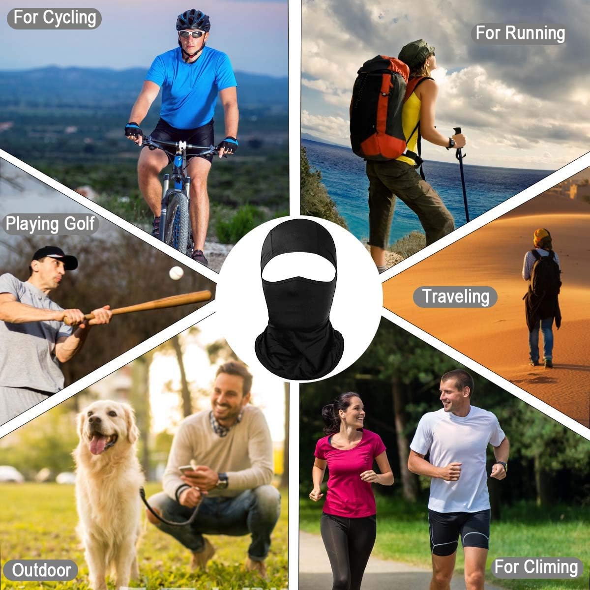Achiou Balaclava Face Mask UV Protection Ice Silk for Men Women Sun Hood Cycling, Climing, Running Black at  Men’s Clothing store